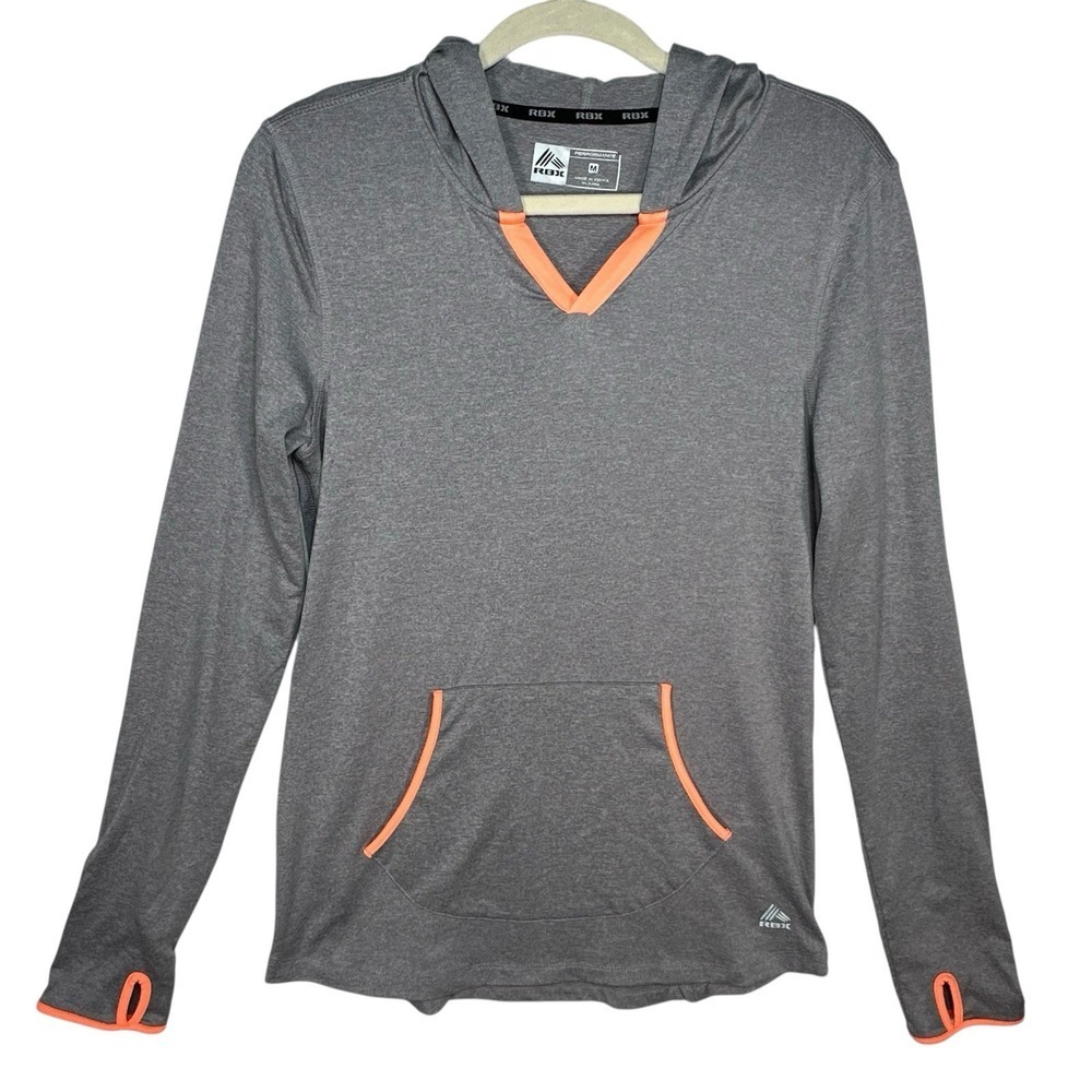 RBX Women's Light Gray‎ Long Sleeve Hoodie Size M Casual Yoga Running Pullover